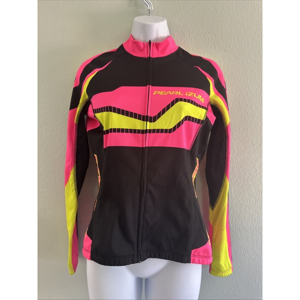 PEARL IZUMI Elite Thermal Cycling Biking Top Hot Pink Full Zip Long Sleeve Wm S - Picture 2 of 8